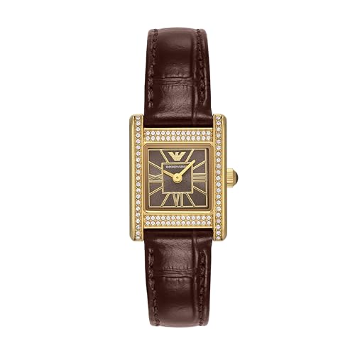 Montre femme Emporio Armani en cuir marron et finitions luxe