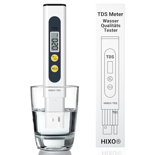 HIXO 1x TDS Messgerät (ppm) TDS-Meter mit Titan-Sonde –Wassertester – Wasserqualität für Trinkwasser, Osmose, Aquarium, Hydroponik, Pool & Brunnen prüfen