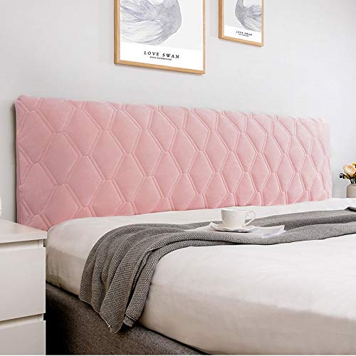 Uyeoco Bed Headboard Cover Double Bed Beige Padded Elastic Protector, Dust Cover European Cotton Thicken For Bedroom Decoration (Color : Pink, Size : 100cm(39"))