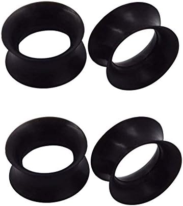 1/2/9 Pairs Black Thin Silicone Flexible Ear Skin Hollow Tunnels Plugs Piercing 8g-1 inch