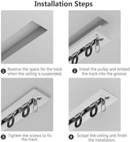 Heavy Duty Ceiling Curtain Track System - Sliding Door Rods for Curtains, Adjustable Lengths 2-10m, Recessed Mount, Ideal for Living Room & Bedroom - Easy Installation