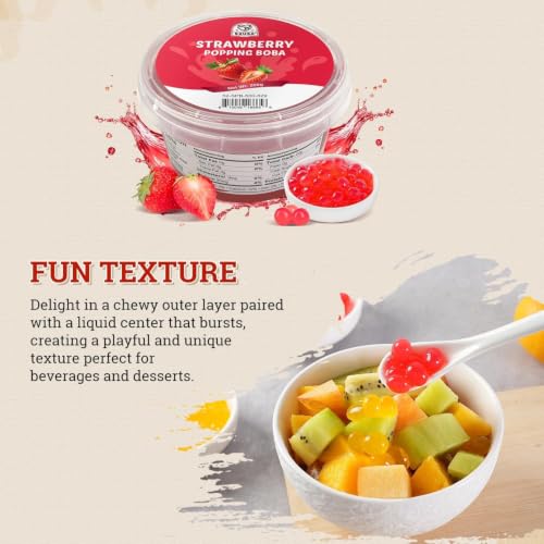 Image of Soeos Popping Boba Pearls, Mango Flavored Bursting Balls, 2.6 LB