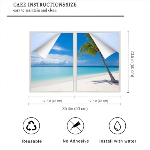 Vinilo adhesivo para ventana con diseño océano moderno 17.7x23.6 in x2 pcs miniatura 2