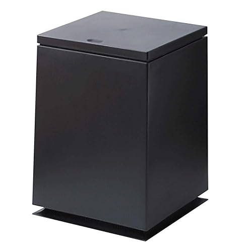 Canasta de basura moderna Cubo de basura de forma cuadrada de 1.85 galas7 litros, bote de basura abierto con tapa, cubo de basura negro para baño,