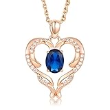 TVT Heart Necklace for Women Silver Plated Love Heart Pendant Necklace with Cubic Zirconia Birthston