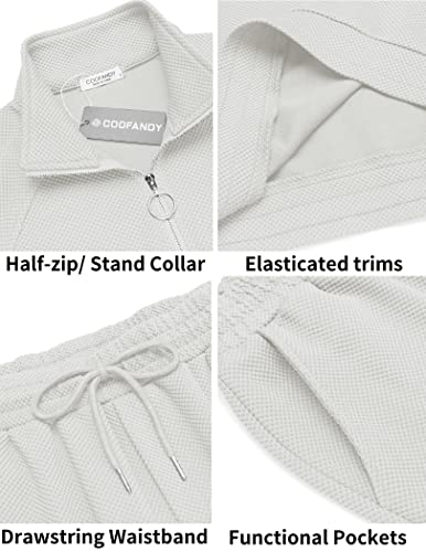 Coofandy Men's Tracksuit 2 Piece Relaxed Fit Half-Zip Sweatsuits Athletic Running Jogging Suit Sets #TOP23
