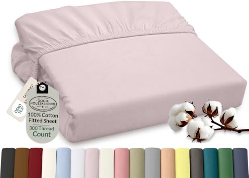 Image of ROYALE LINENS 300 Thread Count 100% Long Staple Combed Cotton Fitted Sheet Twin XL - Super Soft Deep Pocket Bottom Sheet - Fitted Sheets Only - Elastic Sheets (Twin XL, Lavender)