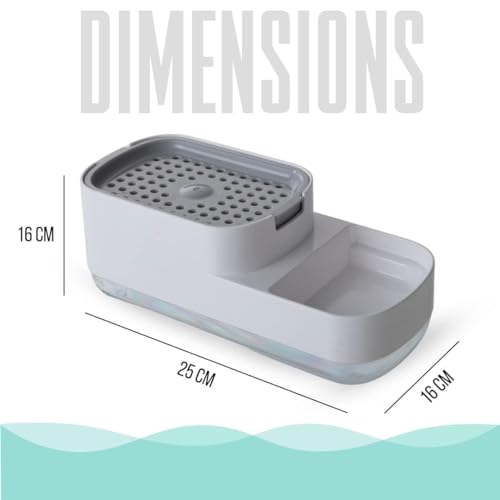 Image of SR Kitchen Soap Dispenser for Sink | 2-in-1 Liquid Dishwash Dispenser with Sponge Holder & Steel Scrubber | Steel Scrubber | 3-in-1 soap Dispenser | Sink Organizer, Durable & Rustproof