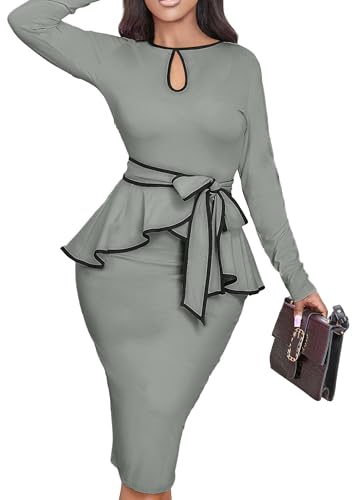 Image of Women's Bodycon Vintage Dresses Elegant Peplum Dresses for Women Business Work Office