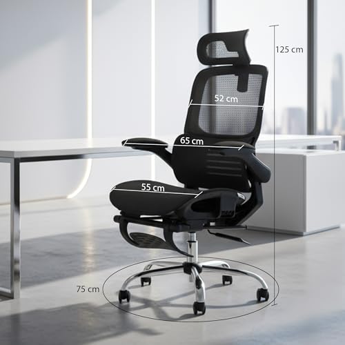 Image of DROGO Ergonex Ergonomic Office Chair for Work from Home with Mesh, Armrest, 2D Headrest & Lumbar Support | Computer Chair for Study | Gaming Chair with Footrest & Heavy Metal Base (Black)