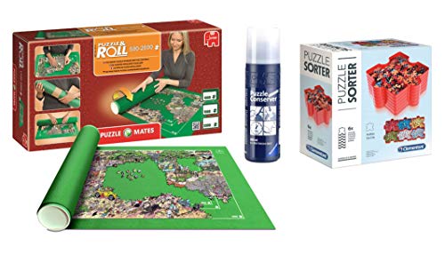 Pack Puzzle Roll 2000. Tapete universal para transportar/guardar puzzles + Pegamento/conserver+ Bandejas...