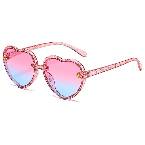 JieJieko Kids Heart Sunglasses Heart Shaped Sunglasses Cute Kids Eyewear for Pool Beach Outdoor Age 3-10 Years (Clear Pink)