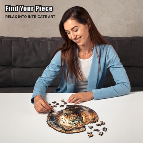 LEOGOR Whimsical Owl Haven Wooden Jigsaw Puzzle 200 Pieces 12 x 11.8 in Vivid Bird Mandala Artwork Thick Natural Wood Animal Shapes Challenging Adult Gift Family Decor Screen-Free Mindfulness - Image 2