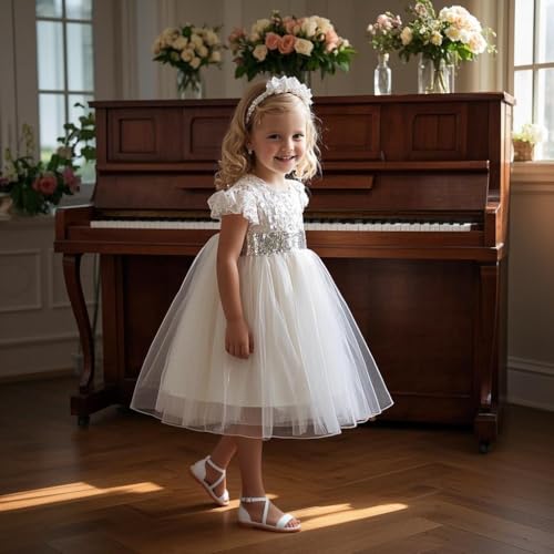 ESTINE Toddler/Little Kid Girls Dress Cross Strappy Open Toe Sandals Princess Flats Summer Flower Girl Shoes2