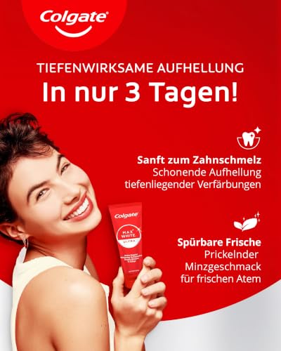 Colgate Zahnpasta Max White Ultra Active Foam, Für weißere Zähne, 2x 75 ml – Ansicht 4
