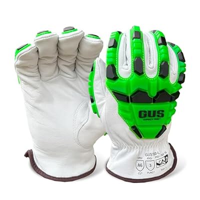 GUS Pro A6 Cut-Resistant, Impact Reducing, Goatskin Leather Work Gloves For Men, Heavy Duty Safety Gloves (Large)