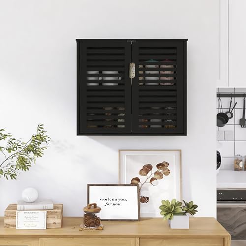 Hitnetblackbathroomstoragecabinethangingmedicinecabinetwithadjustableshelfbamboooverthetoiletwallmountedspacesaverorganizerdoubledoors  Urban Country Home Decor Hitnet black bathroom storage cabinet hanging medicine cabinet with adjustable shelf bamboo over the toilet wall mounted space saver organizer double doors  urban country home decor