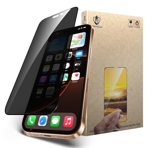 Image of IQShield My-View Privacy Screen Protector Tempered Glass Guard for iPhone 16 Pro Max, 9H Hardness, 2-Way Anti-Spy, Case Friendly [1 Pack]
