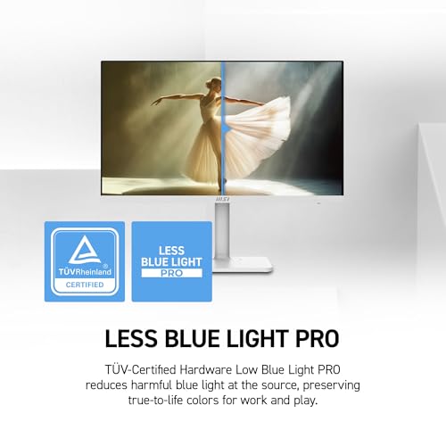 Image of msi PRO MAX 271PHW E14 27-inch IPS 1920 x1440(FHD) Hub Computer Monitor, 144Hz, Free-Sync,HDR Ready, HDMI, DisplayPort,65W Type C, ΔE < 2, Height Adjustable, Circular Polarizer, Speaker, White