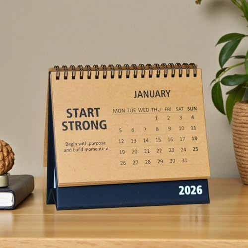 Image of INNAXA Motivational Desk Calendar 2026 Landscape Brown kraft Ecofriendly 4.6 x 6.5 inch