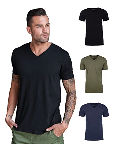 Image of Men's V-Neck T-Shirt Fitted Short Sleeve Soft Cotton Vneck Tees S-2XL