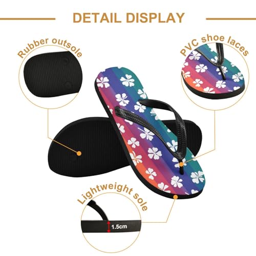 Women Beach Summer Casual Flip Flop St. Patrick's Clover Rainbow StripeQuick Dry Sandals Slipper for Men 214B83212