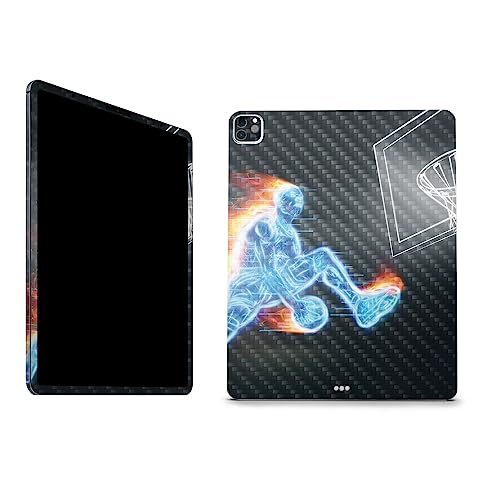 Image of MightySkins Carbon Fiber Skin Compatible With Apple iPad Pro 12.9 inch M2 6th Gen (2022) Full Wrap Kit - Glow Basketball | Protective Durable Textured Carbon Fiber Finish | Easy To Apply | Made in the USA