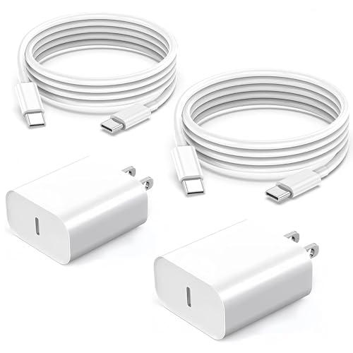 Image of iPhone 16 /15 Charger Fast Charging, 2Pack 20W PD USB C Fast Wall Charger Block with USB C to C Fast Charging Cable Cord Compatible with iPhone 16 /15 /15 Pro /15 Pro Max /15 Plus,iPad 12.9 /11 /10.9 /Air 5 /4