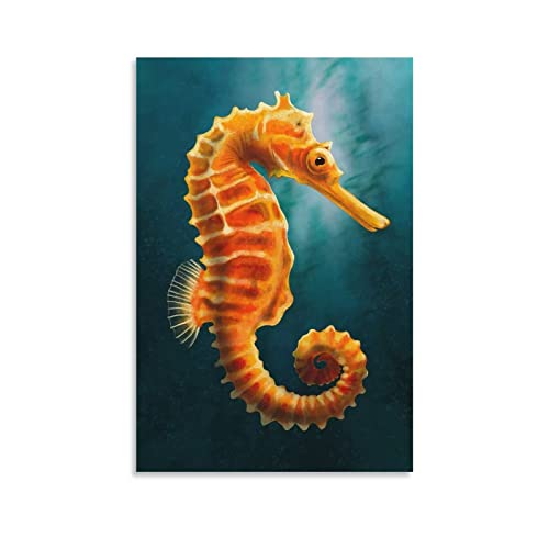 Cartel de arte de caballito de mar pintura decorativa en lienzo y arte de pared impresión moderna decoración de dormitorio familiar carteles 12 x 18 pulgadas Cover