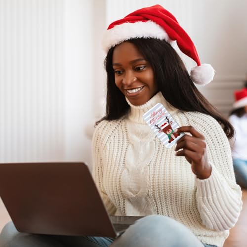 Cholemy 10 Pieces Christmas African American Gift Card Holders Tin Boxes Christmas Black Santa Metal Tin with Lids and Labels Xmas Gift Card Boxes for Holiday Party Favors, 5.7 x 3.1 x 0.9 Inches