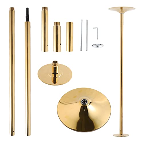 UMEKEN Spinning Static Dance Pole Portable Removable Adjustable 45mm Dancing Pole for Home Exercise Club Party Pub Dancer Pole for Beginners and Professionals 440lb Weight Capacity Gold