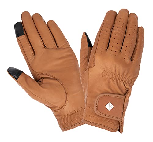 LeMieux Unisex Classic Leather Riding Gloves - Breathable - Touch Screen Compatible - Medium - Tan