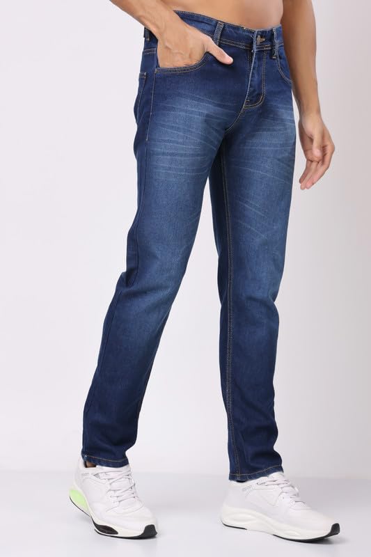 Image of London Hills Men's Regular Fit Mid Rise Cotton Jeans for Man | Straight Fit Jeans for Man | Pant | Mens Bottom Wear | Pants | Jean's for Men | Jins Pant for Men | Denim Jeans