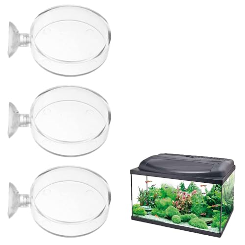 フィーダー3Pcs pp素材 サークルデザイン 吸盤付き 多用途 ?食器 えさやり 給餌器 爬虫類/鳥類/両生類/魚類に適している(透明色)