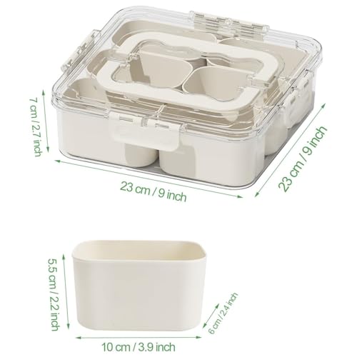 Image of Multi Compartment Storage Container Airtight Acrylic Organizer Box with Lid & Handle, Transparent Section Jar for Dry Fruits Snacks Masala Kitchen Storage (6 grid)