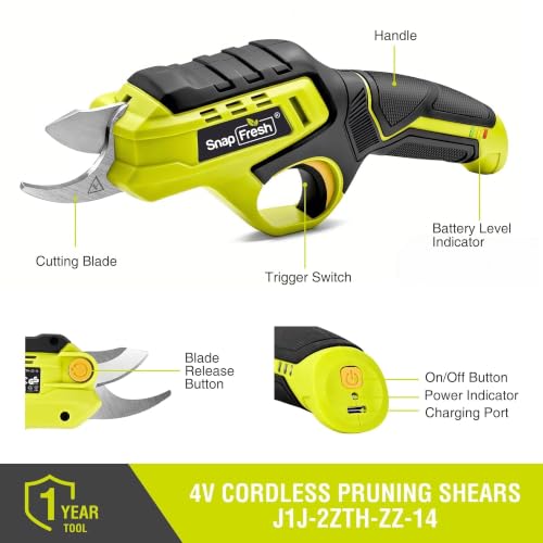 SnapFresh 4V Electric Pruning Shears, 0.8" Cutting Capacity w/Extra Blade | 1500 Cuts per Charge, 4.0Ah Battery Included, Tool-free Blade Change, Lightweight for Shrub and Branch Trimming - image 9