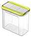 Produktbild Rotho Domino Vorratsdose 1l mit Deckel und Schüttvorrichtung, Kunststoff (PP) BPA-frei, transparent/grün, 1l (16,5 x 9,0 x 13,0 cm)