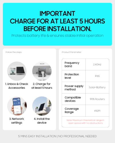 Image of Solar Powered Outdoor WiFi Extender, 300Mbps 2.4GHz Wireless WiFi Repeater with 26000mAh Battery, 15W Solar Panel, IP65 Waterproof WiFi Repeater for Garden, Yard, Farm & Ranch