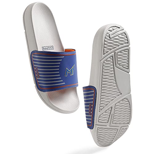 Image of CHUPPS X Mi Official Sliders White & Royal Blue Drift Orthopedic Slippers | Soft Footpharma Footbed | Breathable Ventilation Holes | Lightweight Flip Flops | Anti-Skid Chappals for Everyday For Mens