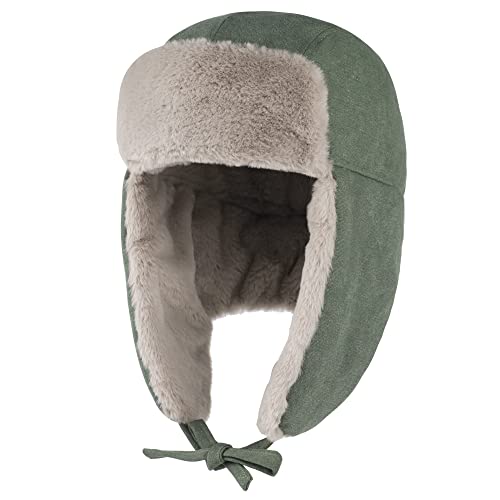 Connectyle Men's Trapper Hat with Faux Fur Ushanka Winter Hats with Ear Flaps Trooper Hat Army Green
