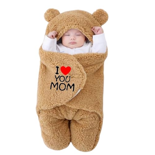 Image of Swissberry Baby Bedding Sets, Blankets Newborn Pack of Hooded Wrapper, Swaddler for Baby Boys and Girls, 0-6 Months, L 80 cm x B 80 cm, Pack of 2 pcs (Camel Monkey & Beige Mom)