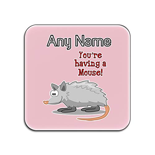 Dessous-de-verre carrés blancs et roses You are Having a Mouse brillants - 2