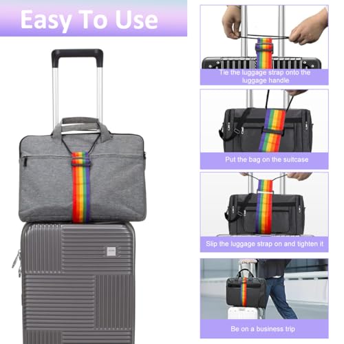 Image of HASTHIP 2Pcs Rainbow Luggage Binder Strap, Fashion Travel Wide Stretchy
