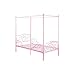 DHP Metal Canopy Kids Platform Bed with Four Poster Design, Underbed Storage Space, No Box Sring Needed, Twin, Pink