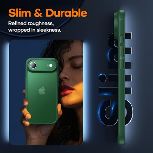 Image of TAURI for iPhone Air Case, with Screen Protector, Matte Green | Full Camera Protection, Anti-Yellowing Military-Grade Protection Shockproof Slim Phone Case for iPhone 17 Air