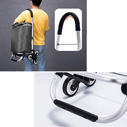 Faltbarer Einkaufswagen, Treppenklettern, Einkaufstrolley mit 6 Rädern, 2,2 kg, leichte Aluminiumlegierung… – Bild 5