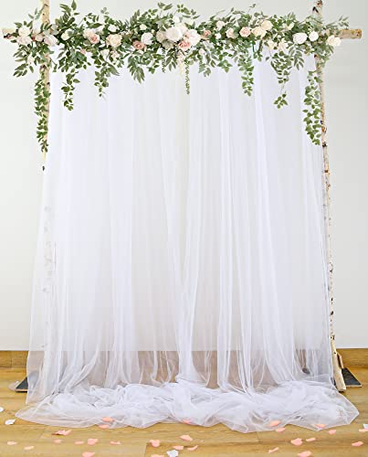 White Tulle Backdrop Curtain For Parties Wedding 10Ft X 8Ft Sheer Backdrop Curtains For Birthday Party Baby Shower Photos Backdrop Drape Decorations 2 Panels 5Ft X 8Ft #TOP1
