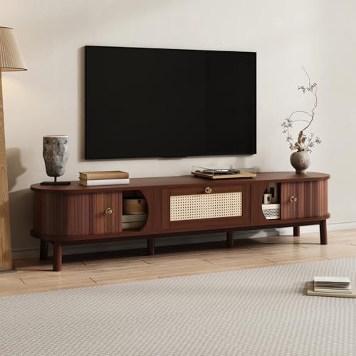 PUGSDRLY Meuble TV avec tiroirs 170 L x 39,5 B x38 H, TV Table pour Salon avec 2 Portes (Natural)