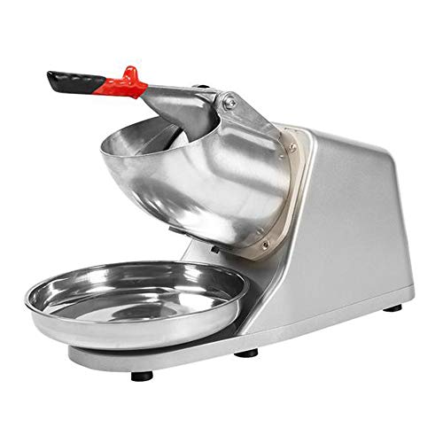 120V 300W 143lbs Electric Dual Blades Ice Crusher Shaver Snow Cone Maker Machine Silver for Home and Commercial Use (Silver, OneSize)