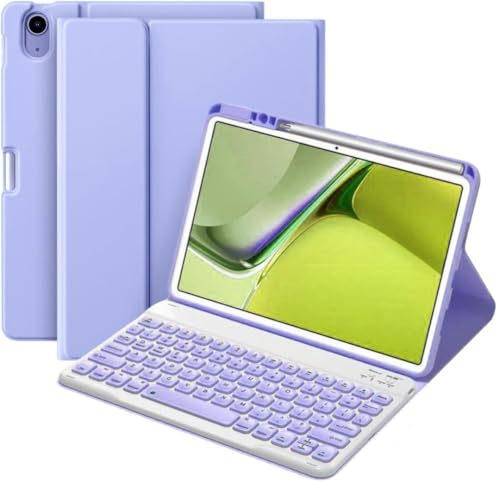 iPad A16 11世代/10世代 対応 キーボード付きケース Pencil 収納 分離式 ワイヤレス カラーキーボード カバー 薄型 軽量 人気 お洒落 可愛い, 紫